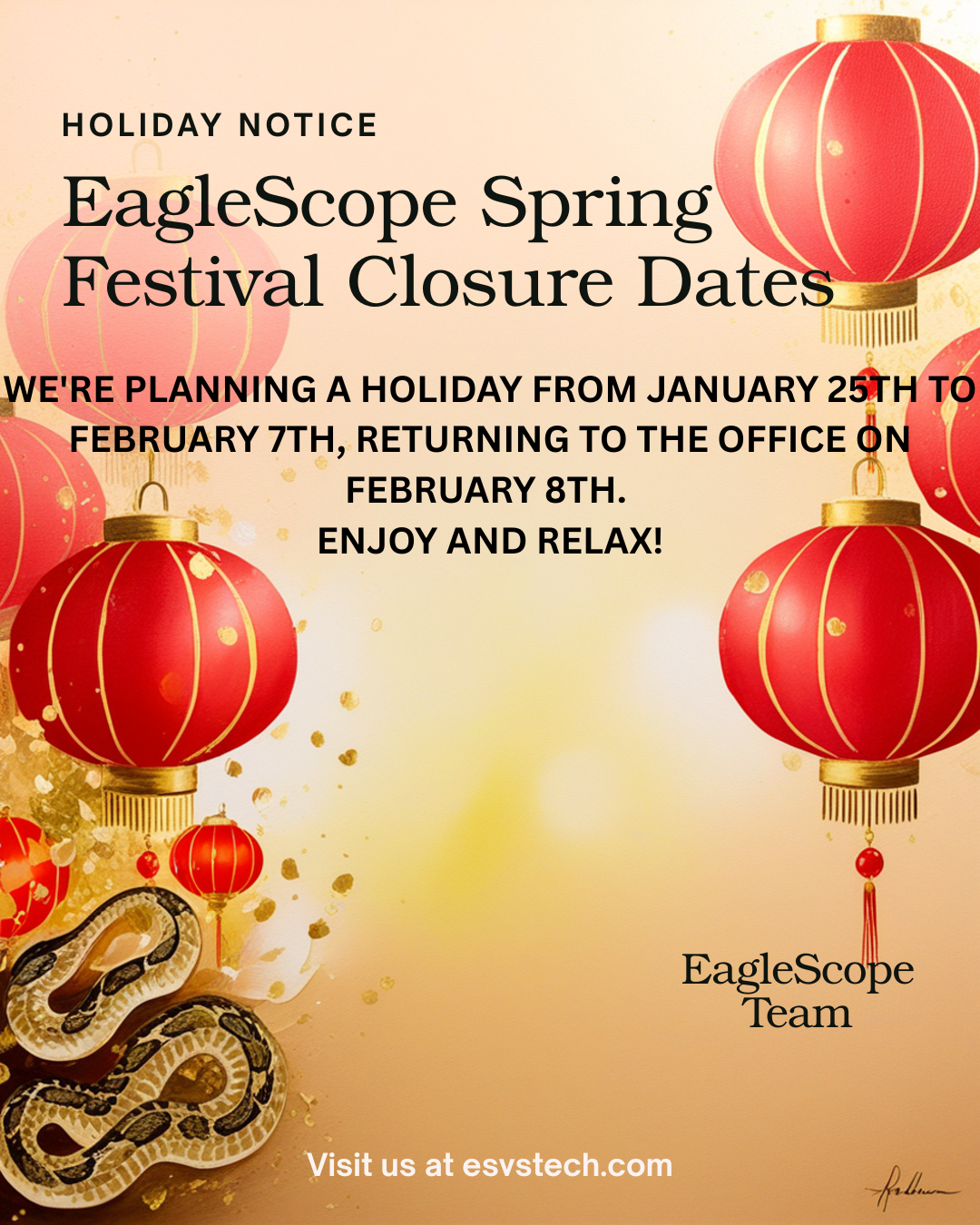 EagleScope 2025春节放假通知